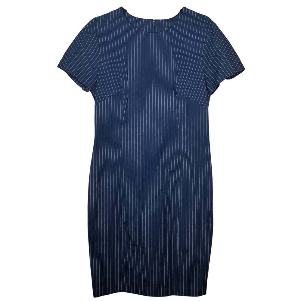 Banana Republic Navy Blue Pinstripe Short Sleeve Sheath Dress Size 12 Career